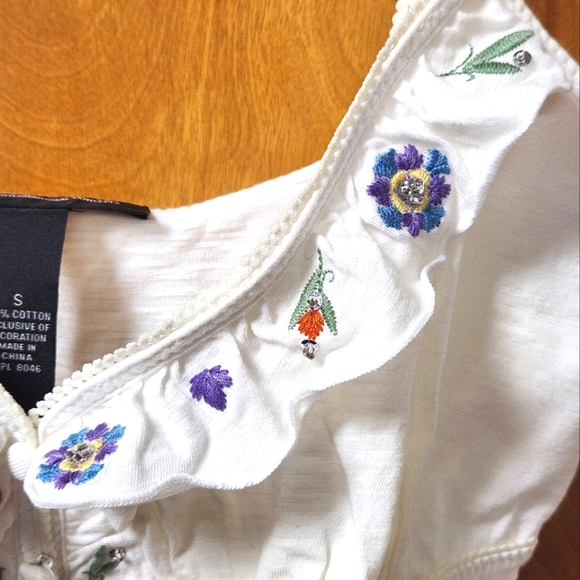 INC International Concepts Embroidered Spaghetti Strap White Boho Top S - Picture 3 of 5